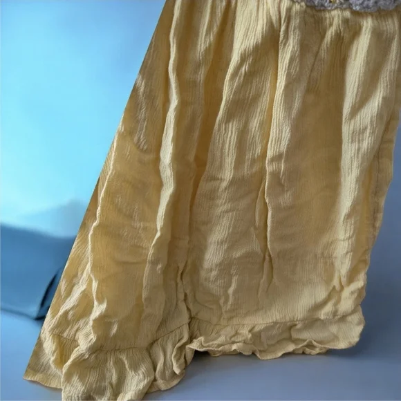 Haute Hippie Crochet Dress Girls 5t Yellow Sunflower Boho Baby Naturals - Picture 6 of 9